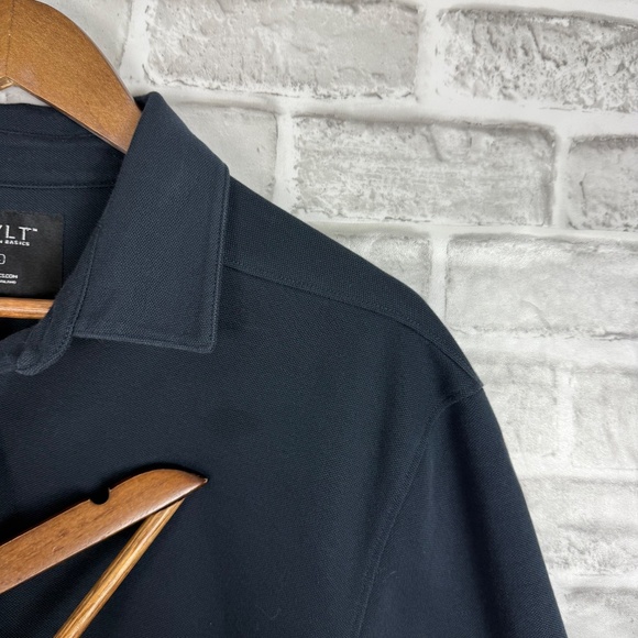 BYLT Premium Basics Dark Navy Blue Short Sleeve Polo Shirt Mens LARGE Stretch - Picture 3 of 7